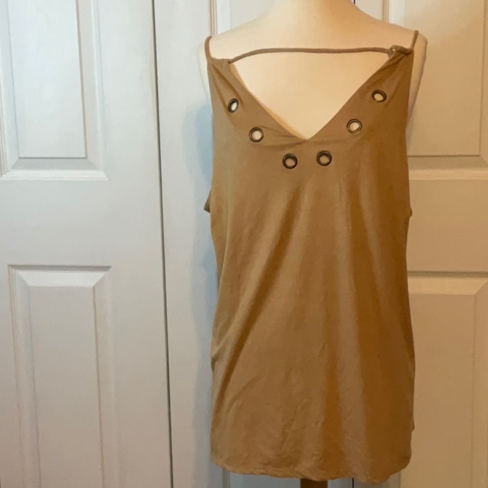 Cato Tan‎ Brown Tank Top Cutouts 22 / 24W